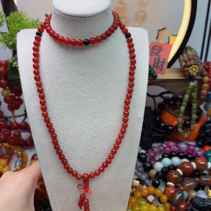 玛瑙/玉髓颈饰合金红玛瑙毛衣链