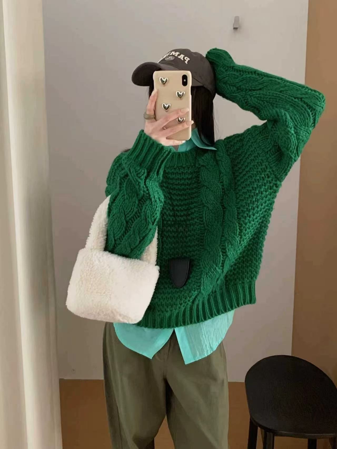 T1096 <镜头下的爱尔兰> 韩系百搭春秋冬粗棒针套头女