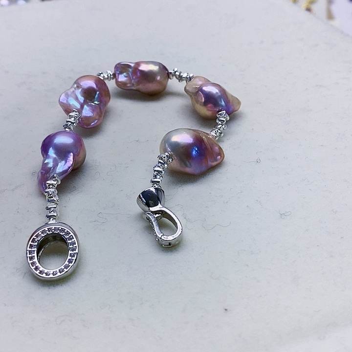 银S925镶嵌耳饰淡水珍珠她**