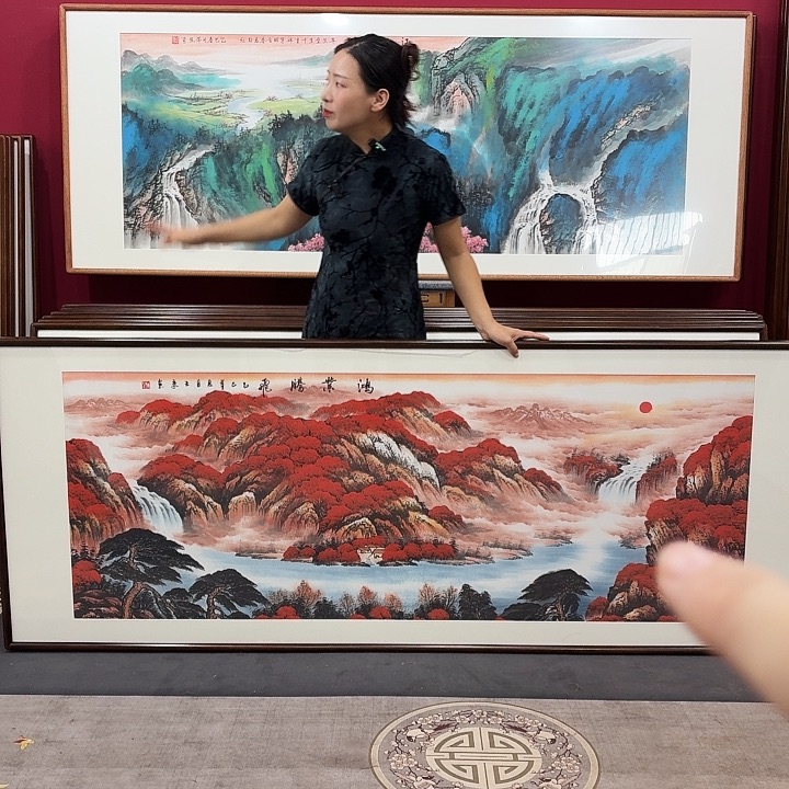 国画手绘带框作品