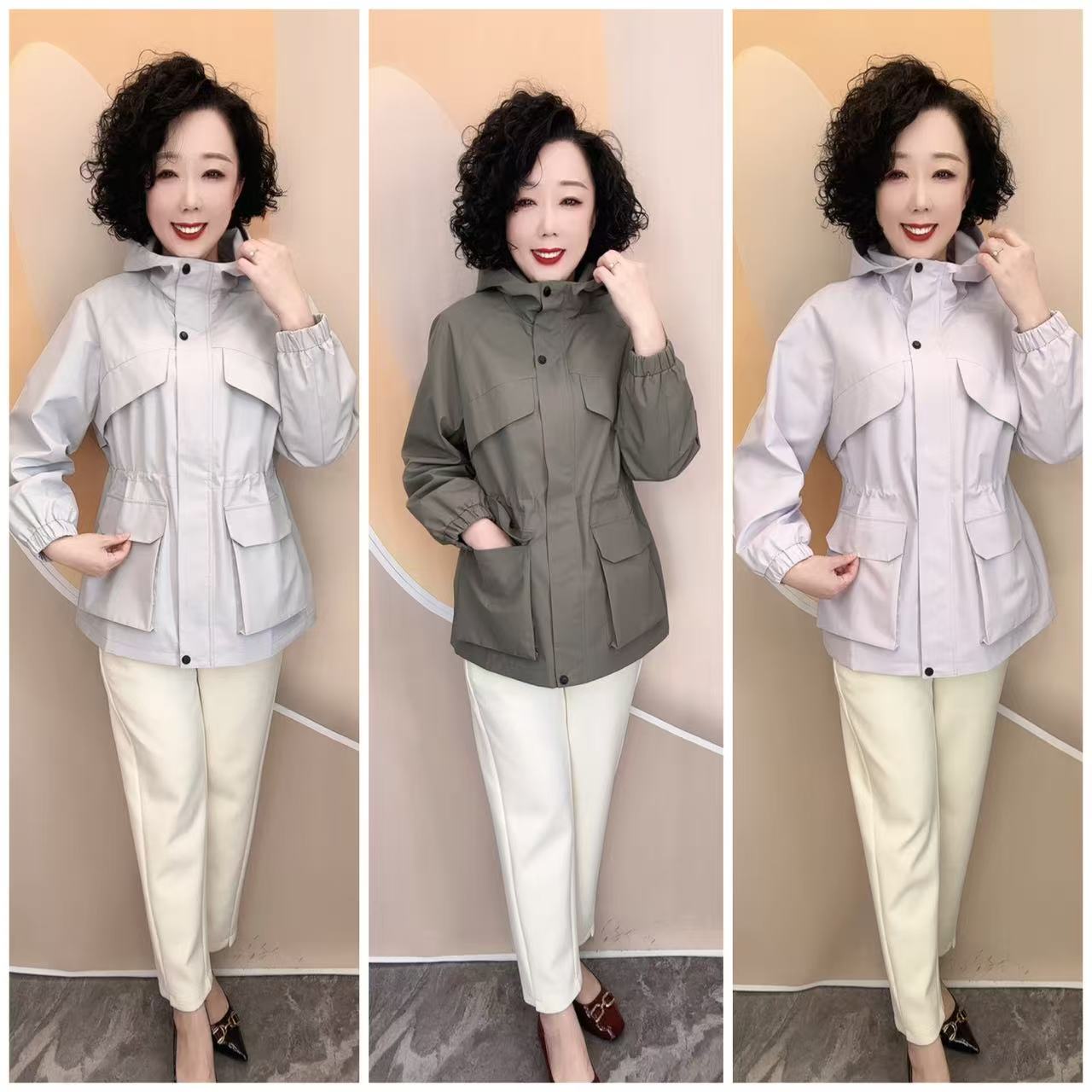 805新款连帽时尚休闲百搭大码宽松休闲外套，衣长70厘米