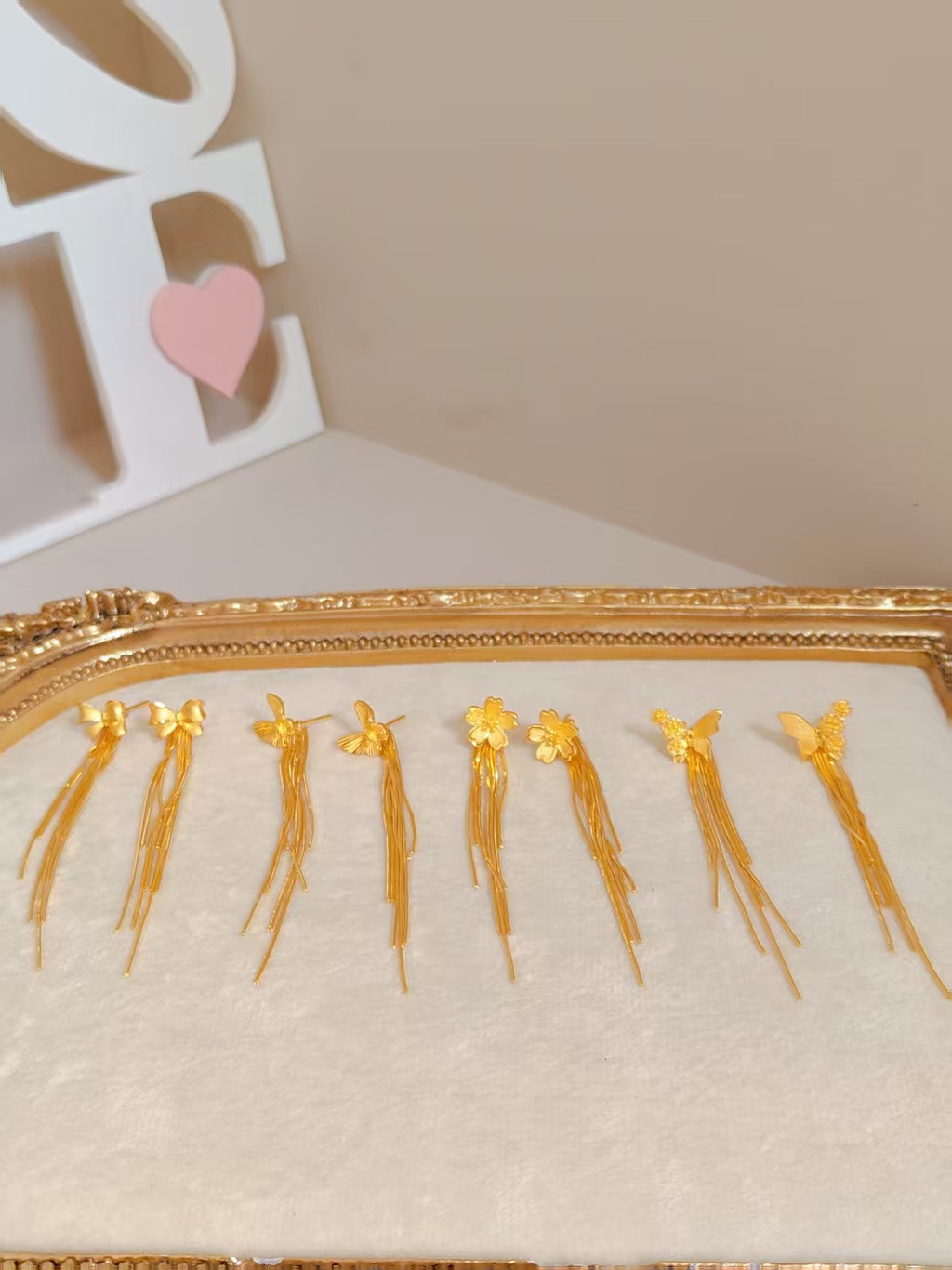 足金999蛇骨流苏两戴款耳钉