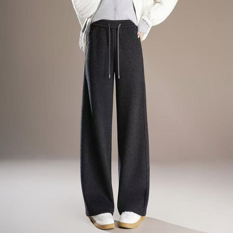 羊毛休闲直筒裤女2025年秋装新款小众高腰洋气减龄时髦高级感长裤