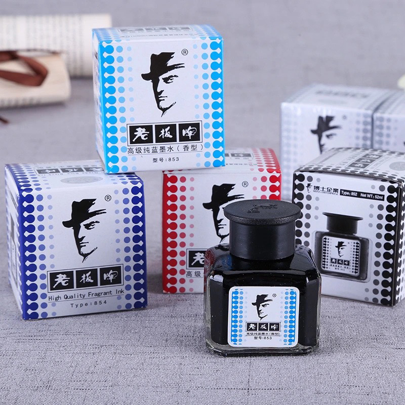 老板牌墨水正品香型钢笔墨水52ml瓶装红色蓝黑色学生用纯蓝色