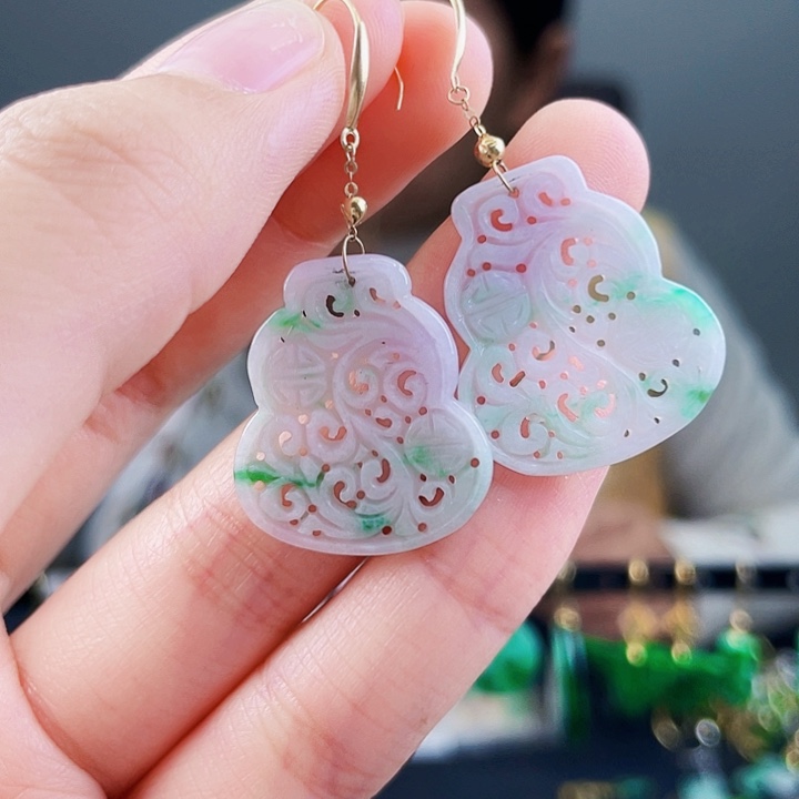 翡翠耳饰18K金镶嵌饰品