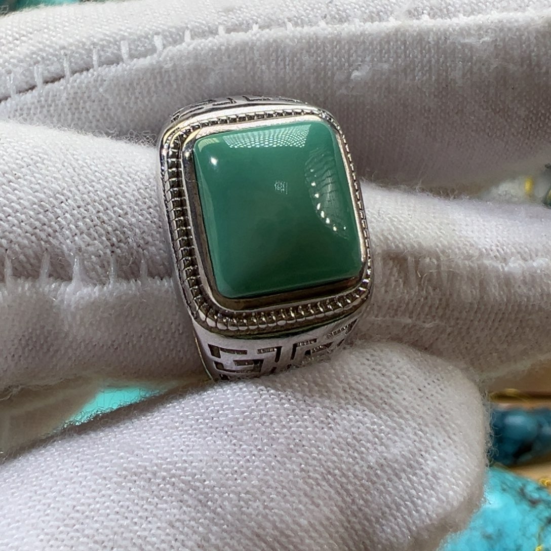 绿松石银S925镶嵌戒指