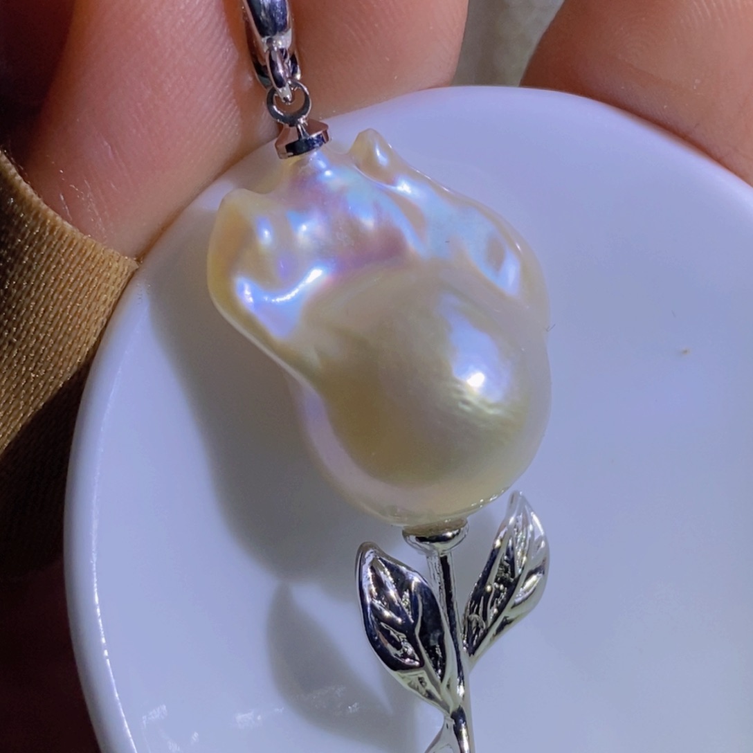 银S925镶嵌天然淡水珍珠淡水珍珠