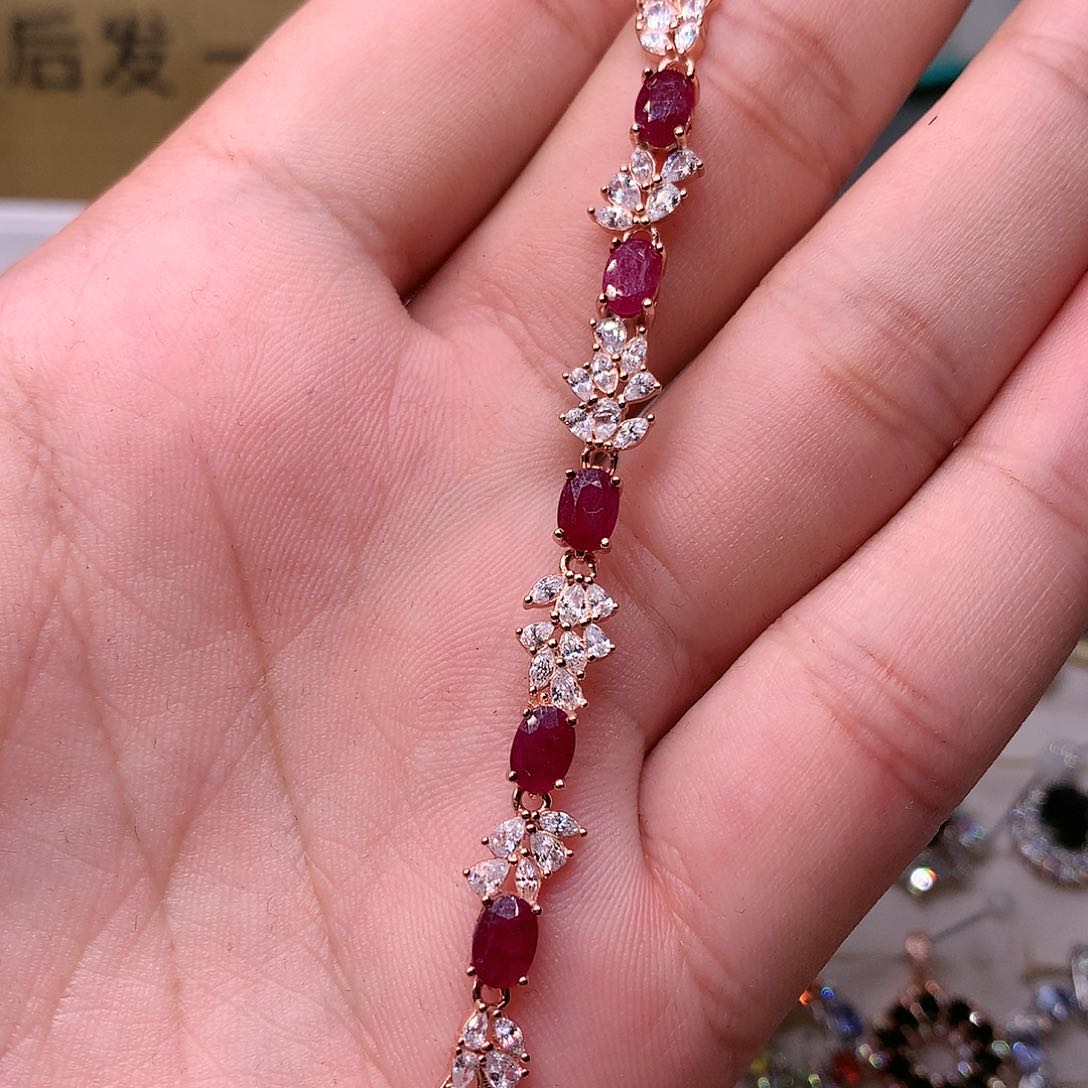 红宝石手链银S925镶嵌
