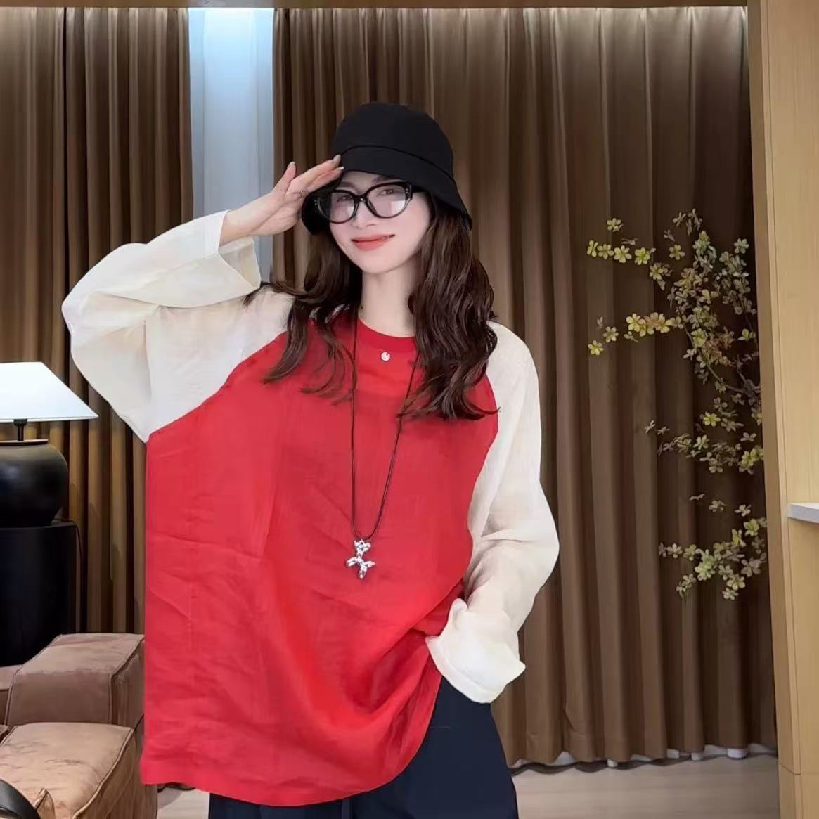 【by】百分苎麻插肩袖T恤