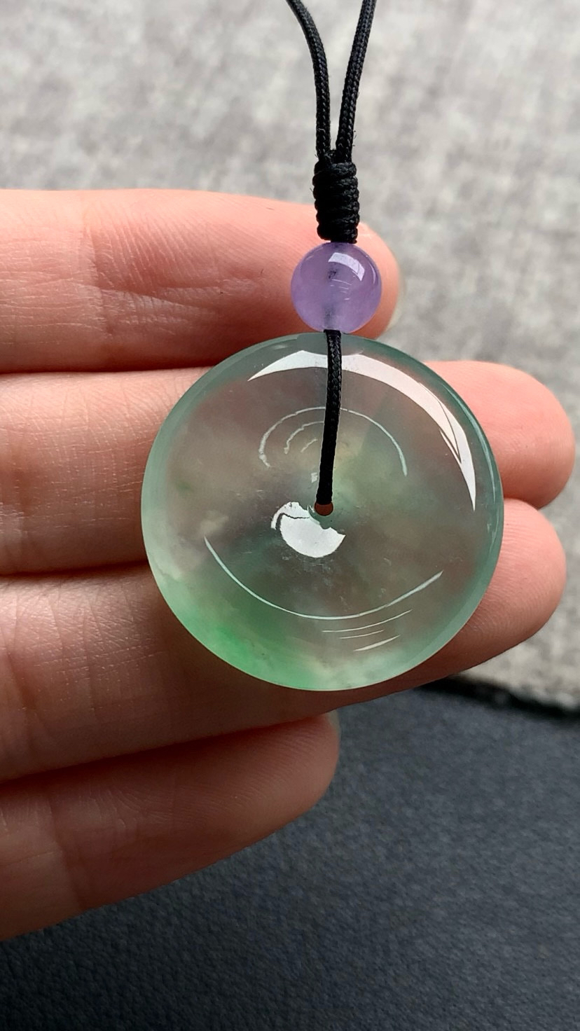 天然A货缅甸翡翠 平安扣 尺寸 : 24.7-5.2 