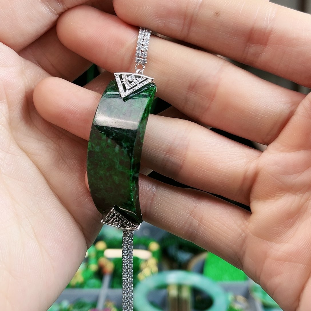 翡翠手链银S925镶嵌手链