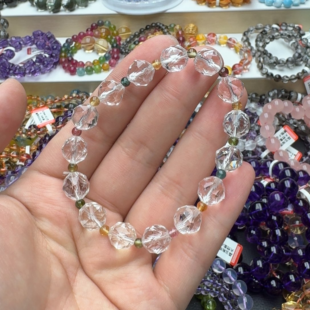 水晶手链未镶嵌白水晶刻面