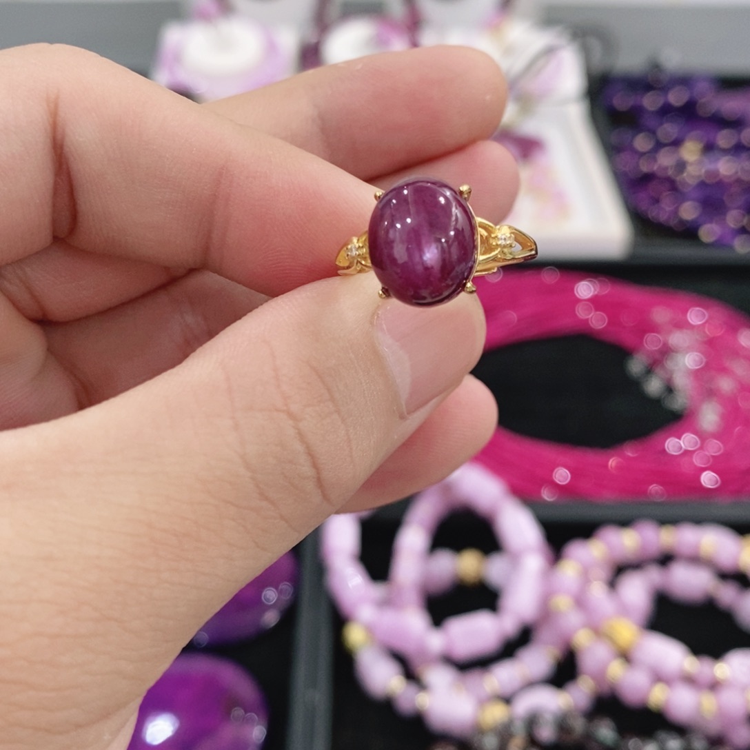 戒指红宝石银S925镶嵌