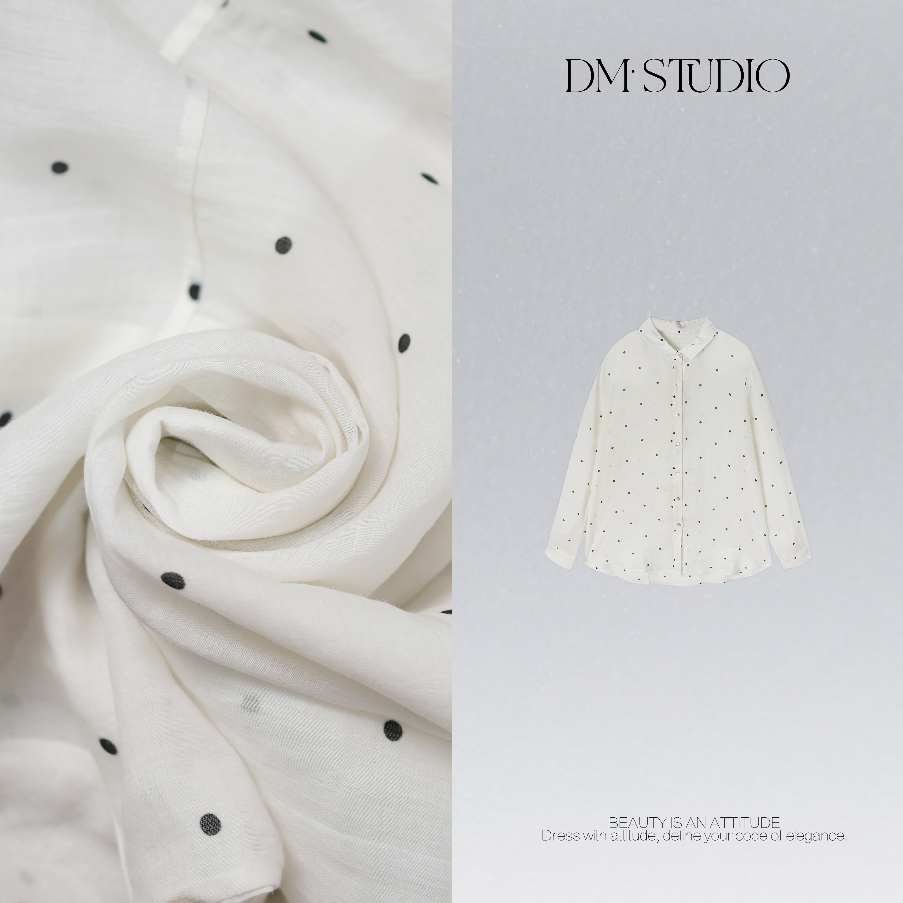 DEDM•STUDIO/百搭气质精致感波点翻领排扣衬衫上衣2507CS/36200