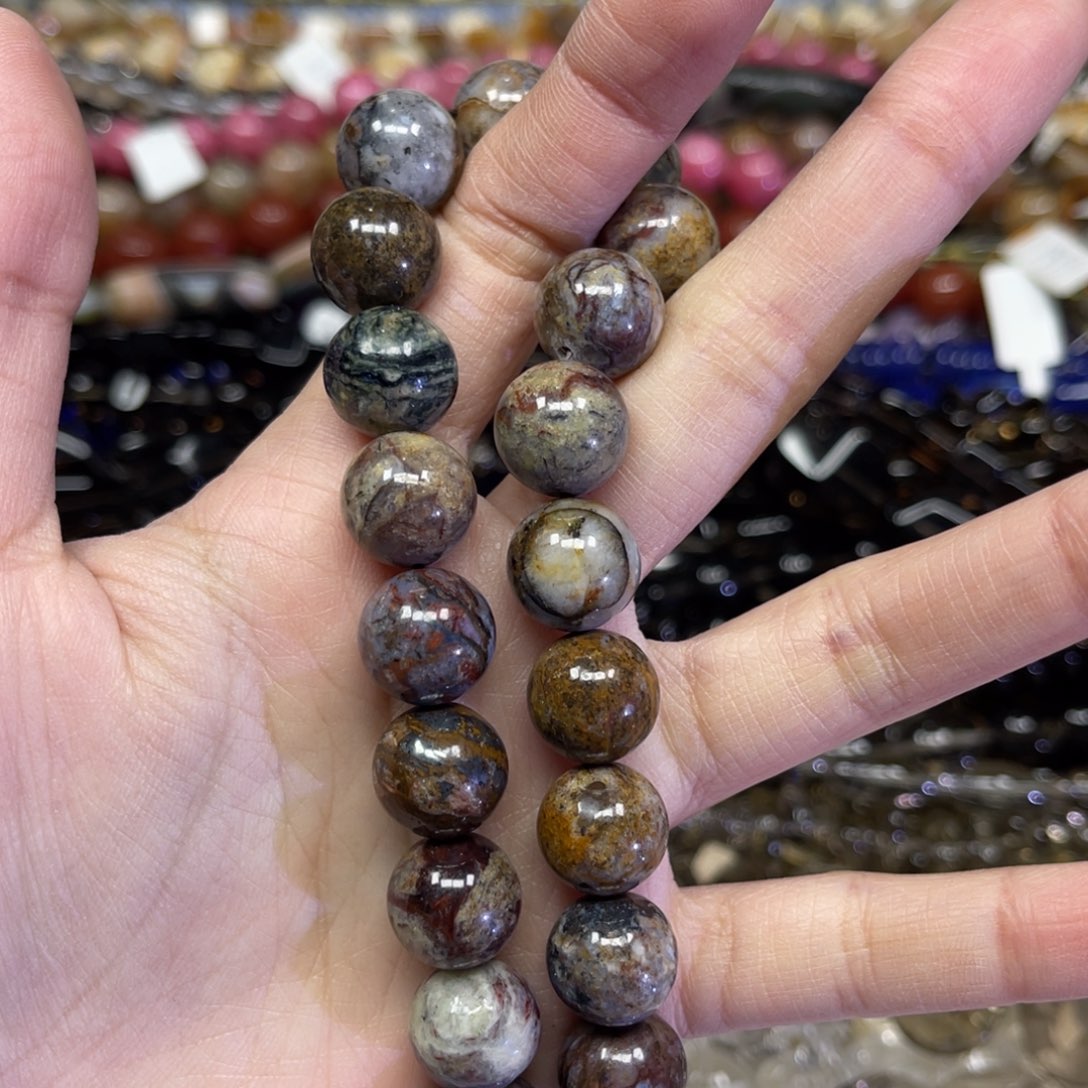 玛瑙/玉髓散珠彼得石卡12.7一条