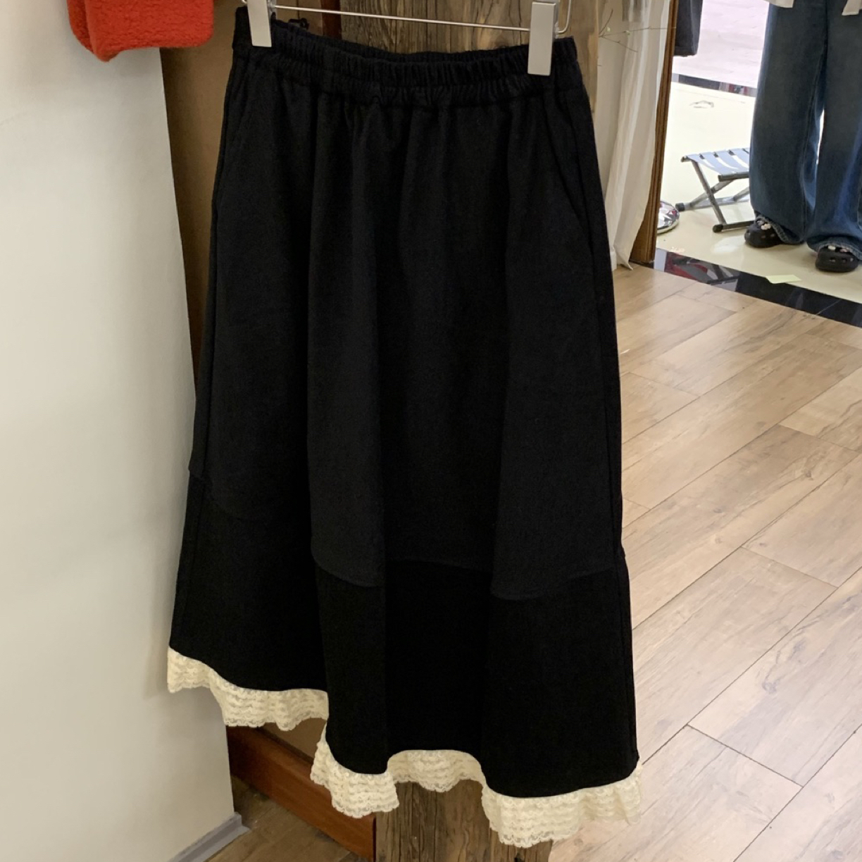 【法式浪漫】秋冬新款高腰显瘦遮胯蕾丝边半裙