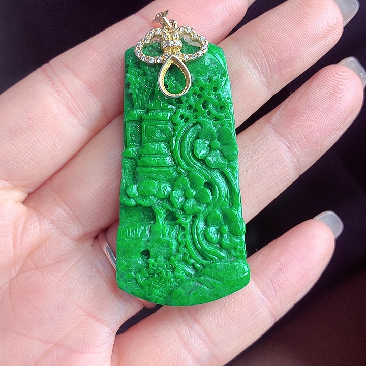 翡翠颈饰银S925镶嵌翡翠