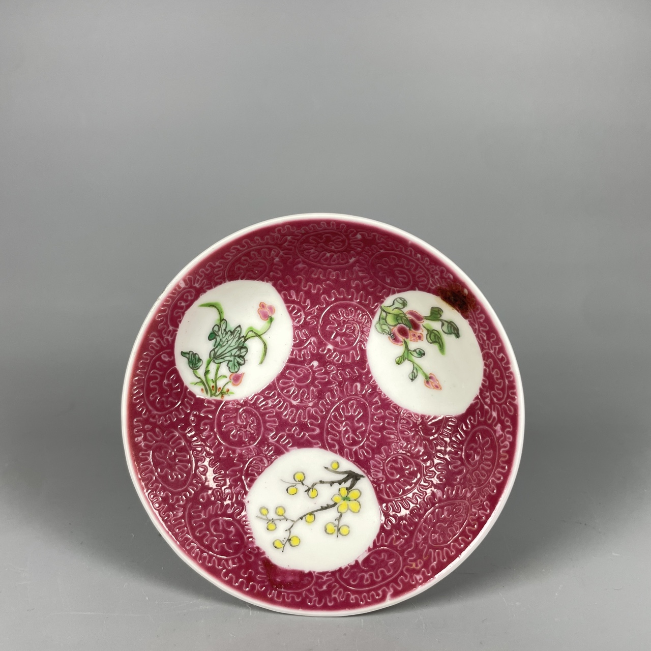 【022031417】民国 粉彩花卉盘