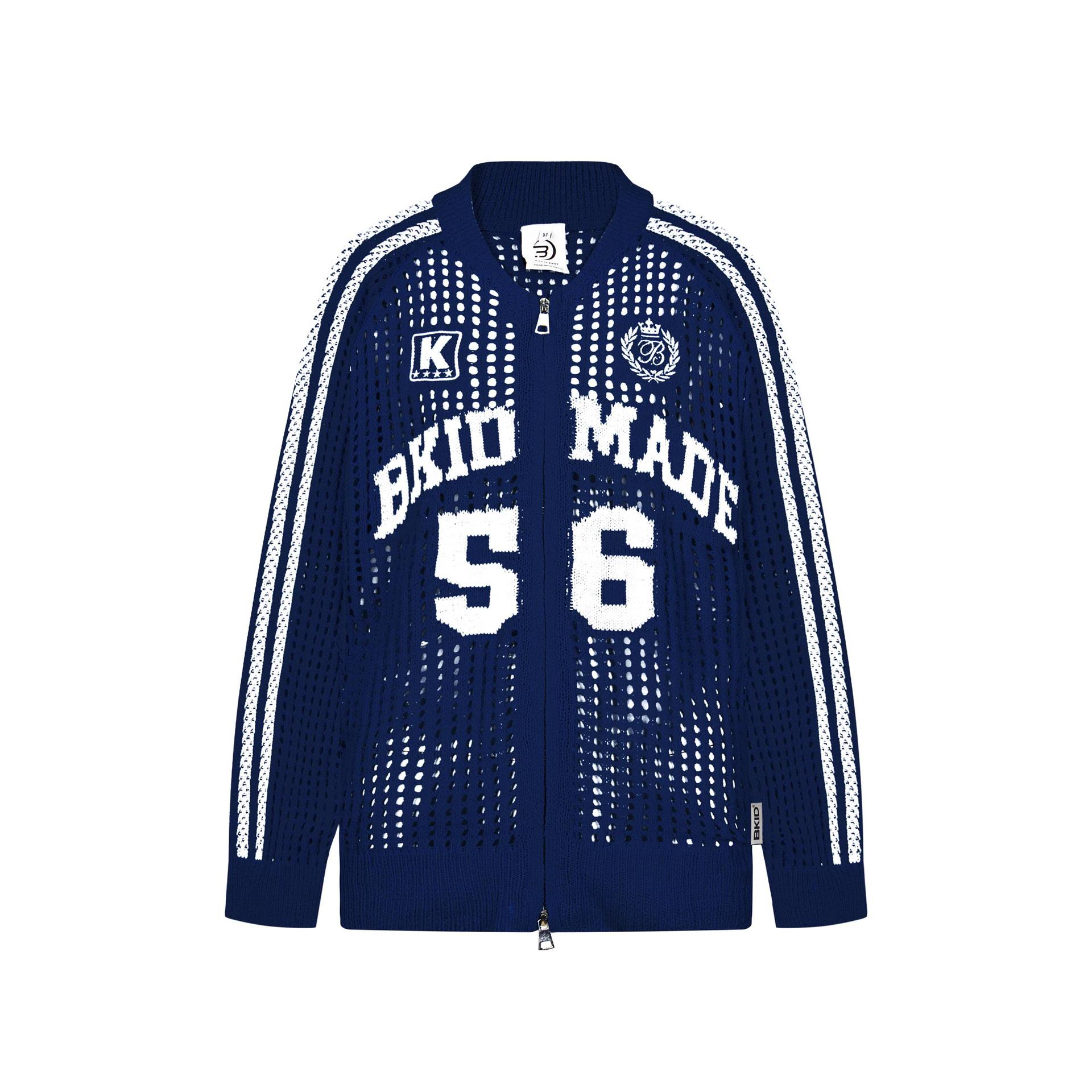 美式运动风球服镂空网眼polo衫长袖外套嘻哈街头宽松上衣