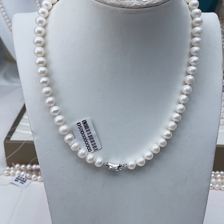 淡水珍珠颈饰银S925镶嵌卡8➕极光冷白
