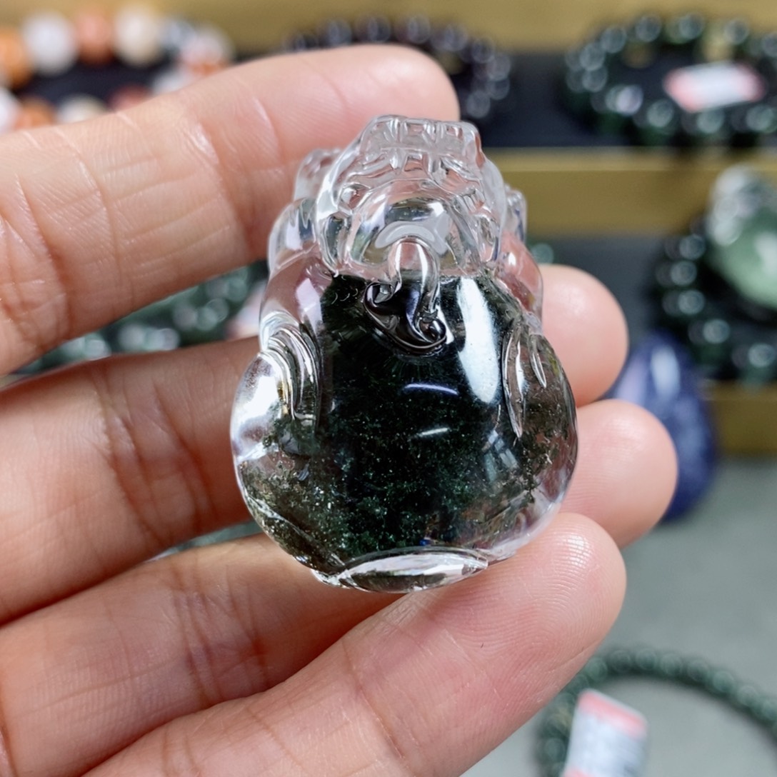 水晶貔貅未镶嵌绿幽灵貔貅