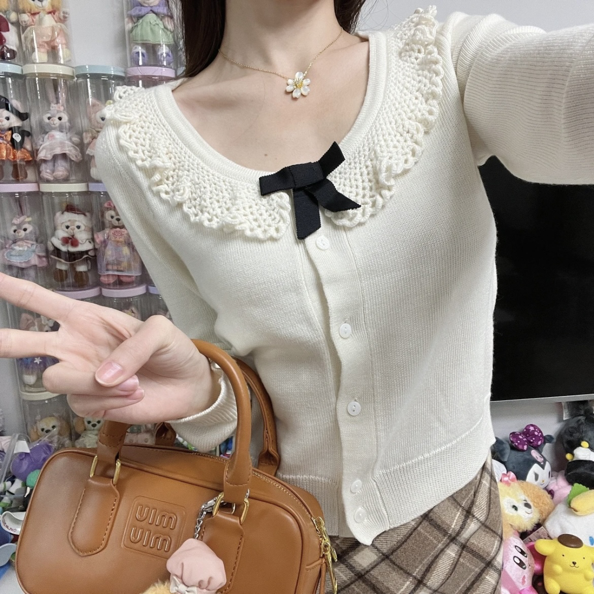 99新 MIU MIU/缪缪 A100521/甜美公主风针织开衫/38码