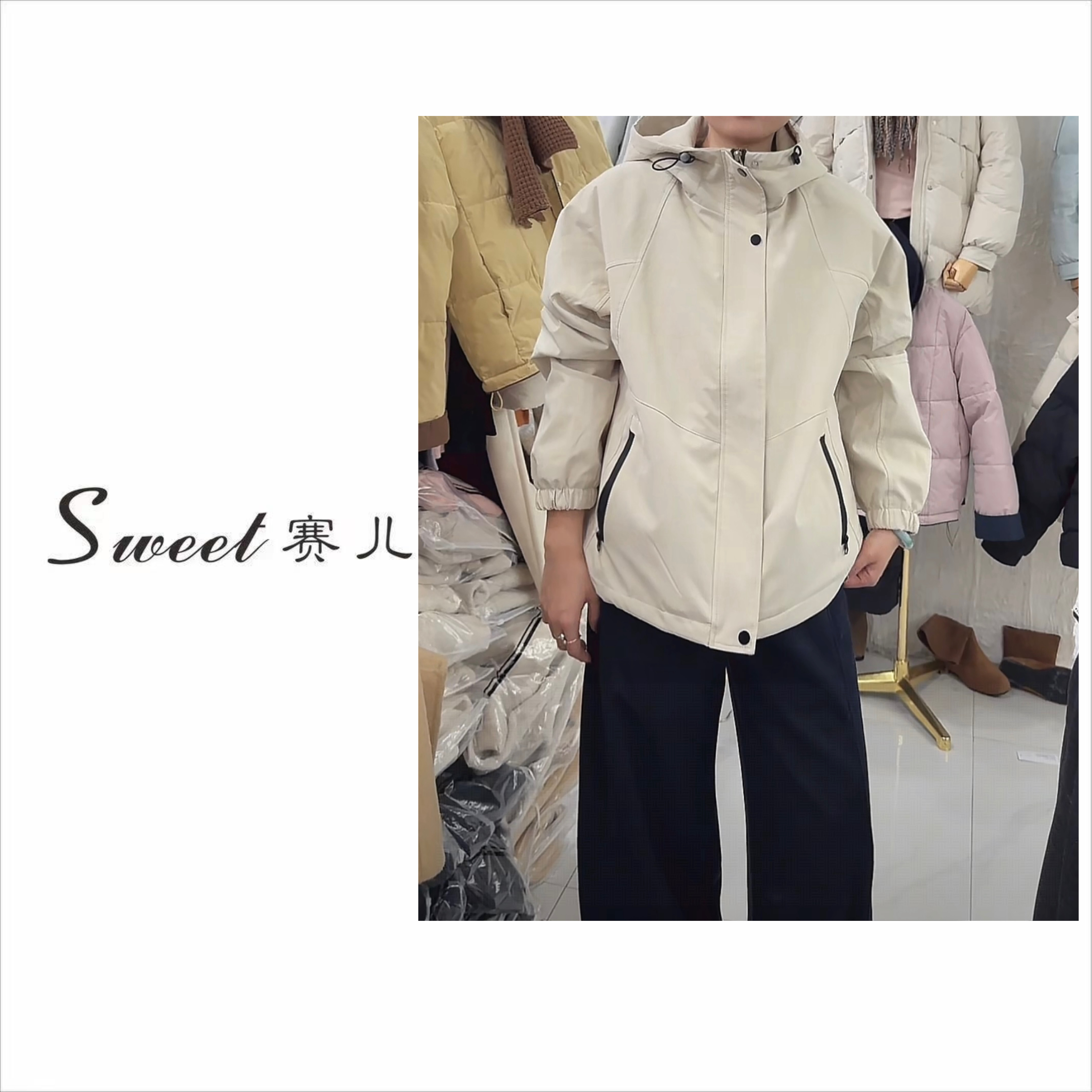 【赛儿专属】｛4308｝韩系简约加绒加厚冲锋衣外套