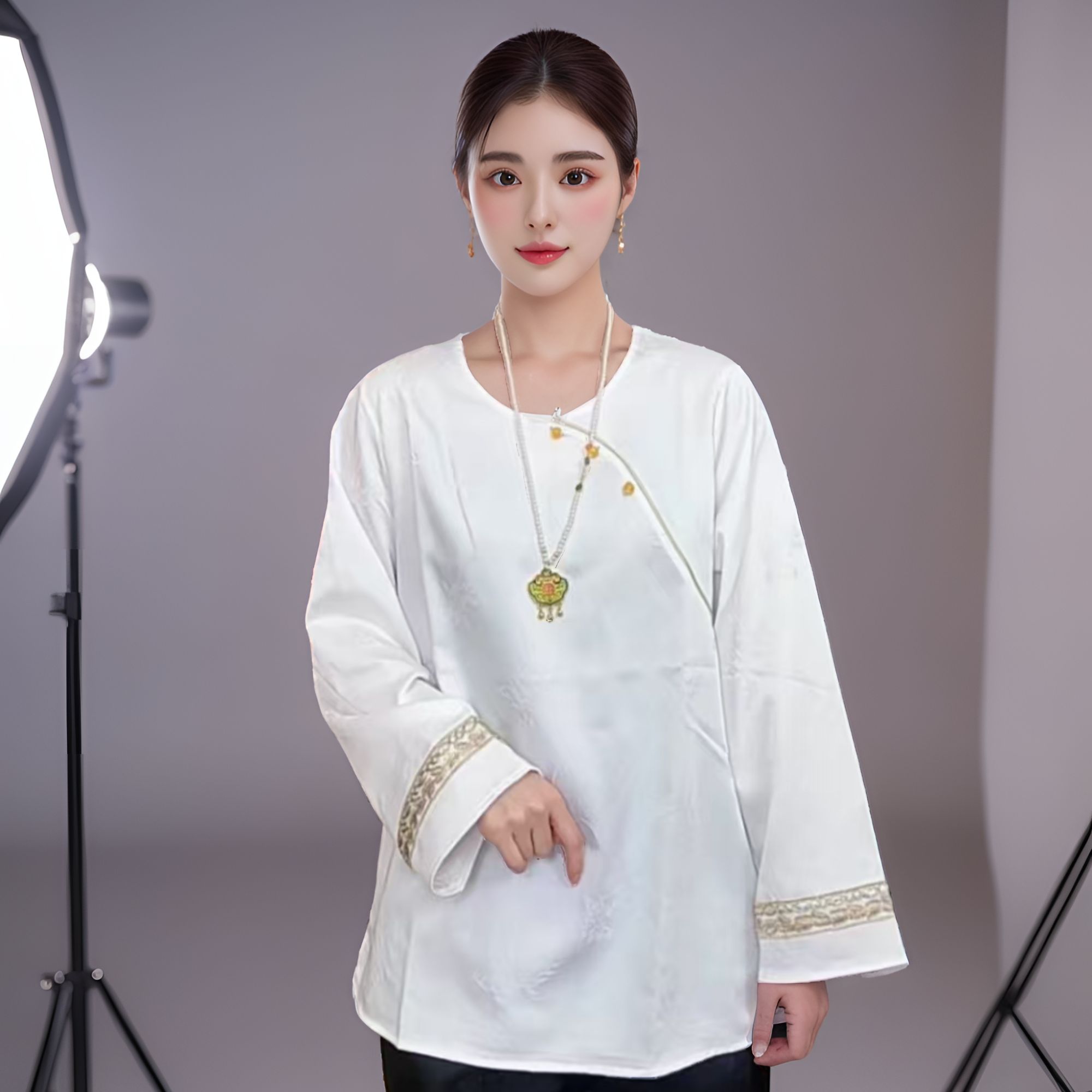 新中式女装爆款时尚古风中国风新款长袖上衣