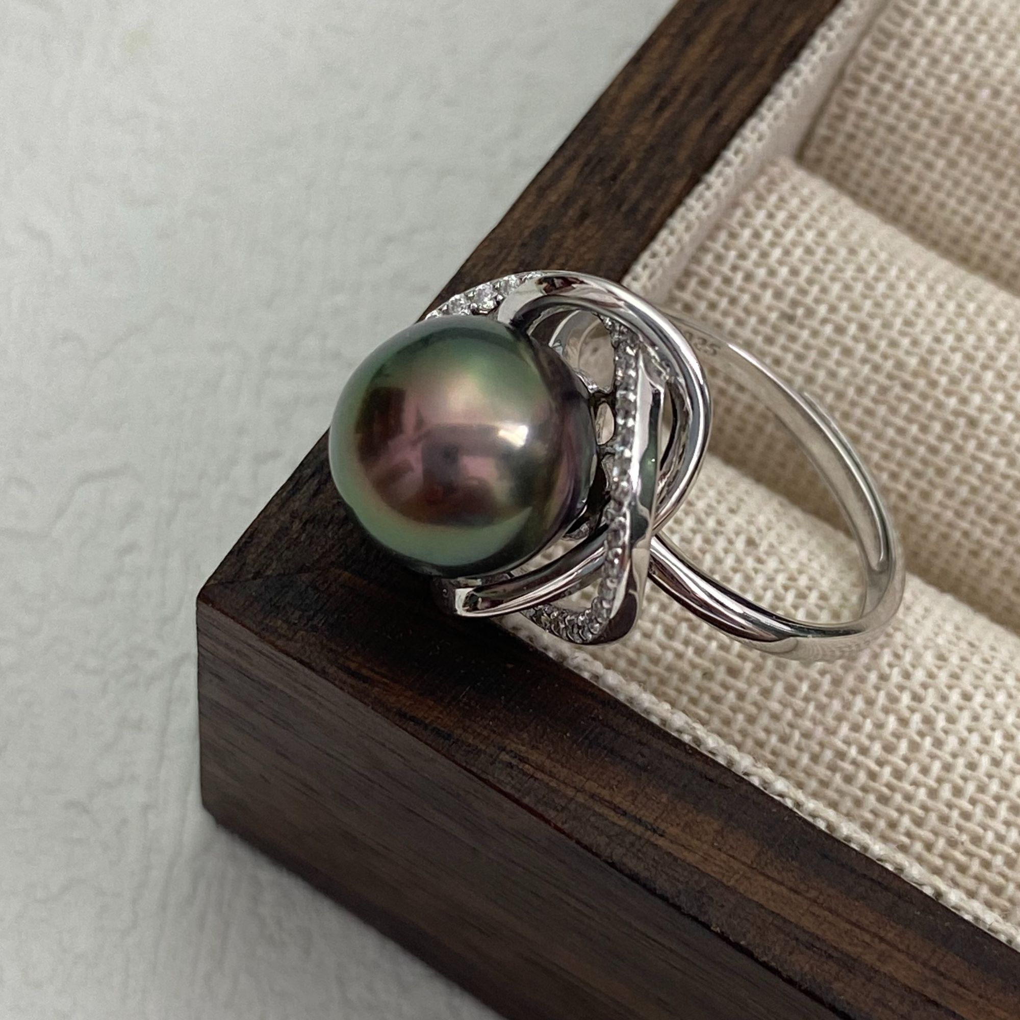 海水珍珠 大溪地孔雀绿10-11mm 戒指