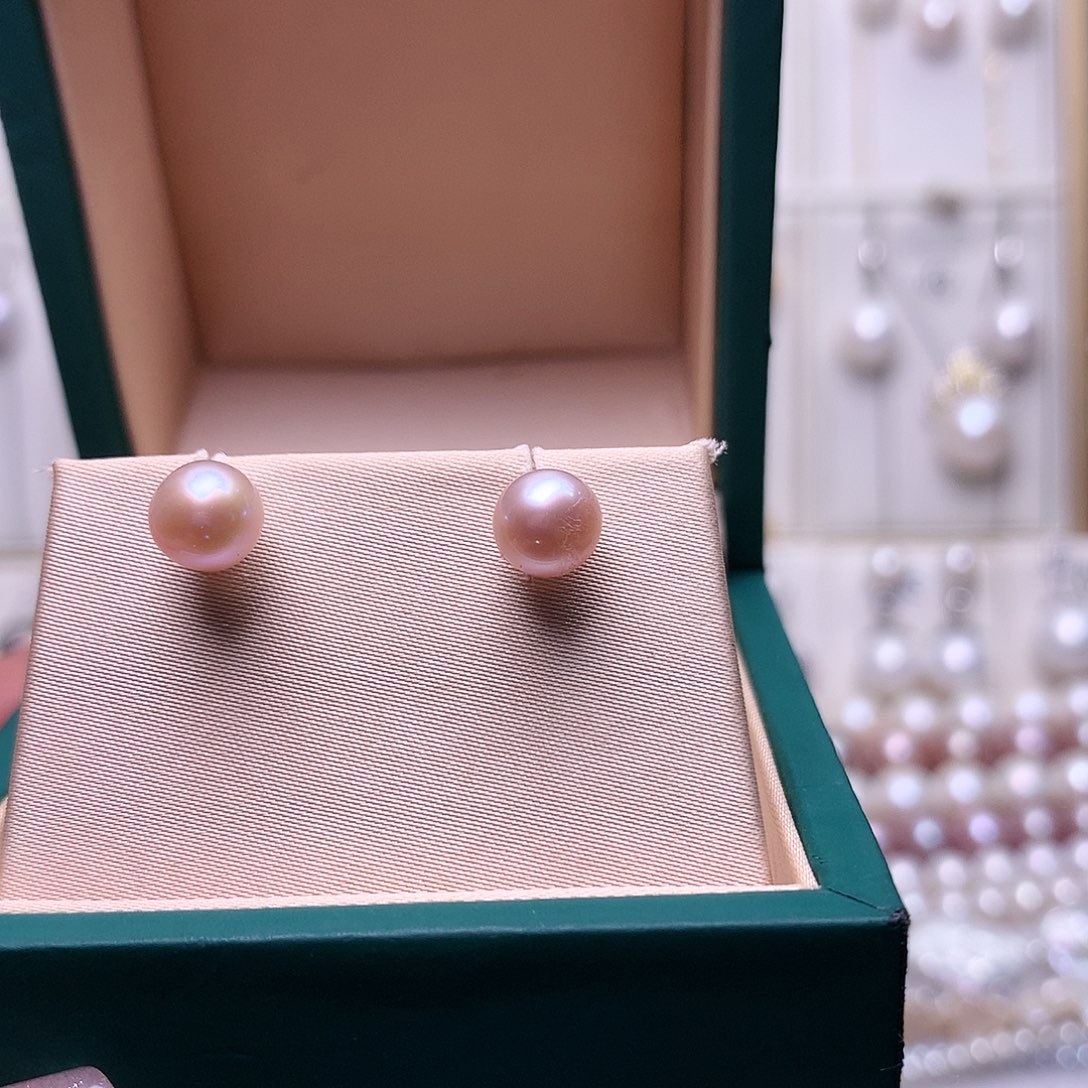 银S925镶嵌淡水珍珠耳饰