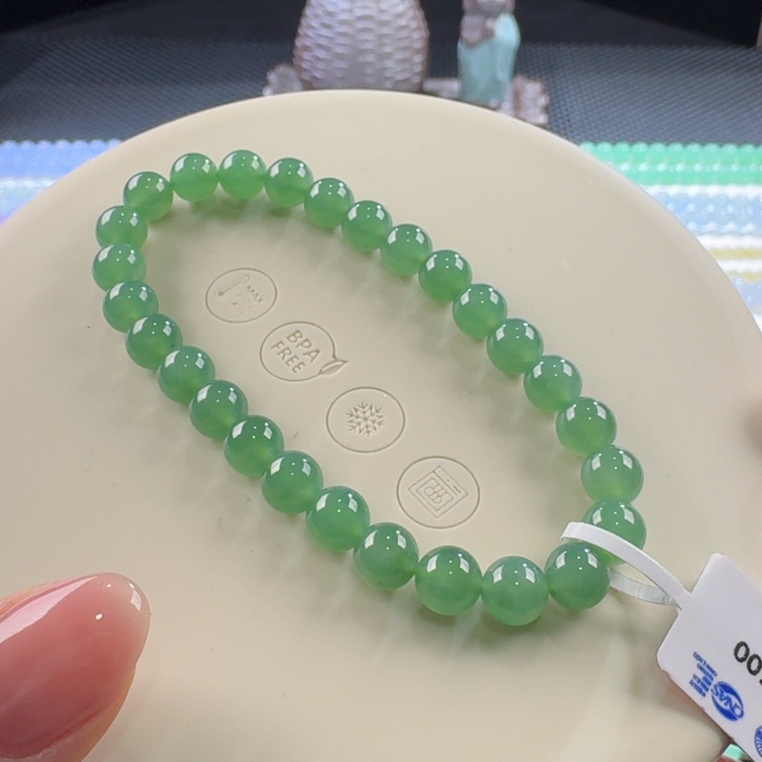 翡翠手链未镶嵌橄榄绿单圈6.6mm