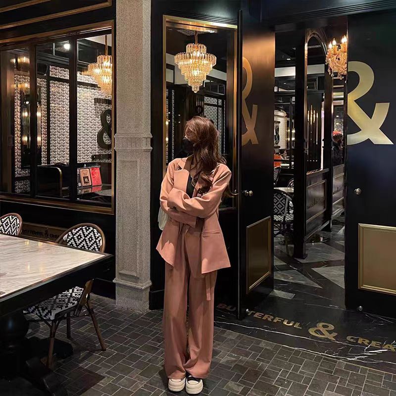 恩一泽-【气质高级感】春季新款西装阔腿裤时尚三件套 套装7702