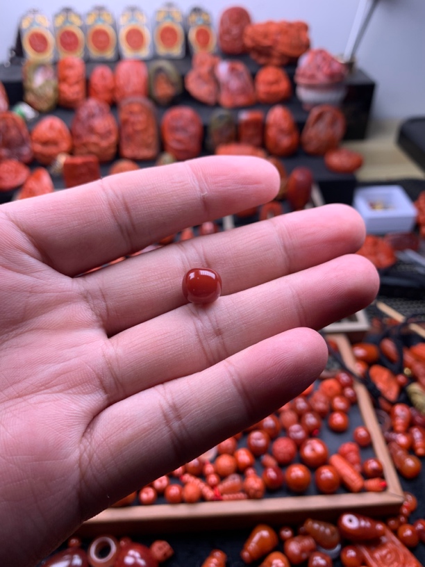 南红川料原矿牛血红老型单珠10mm➕