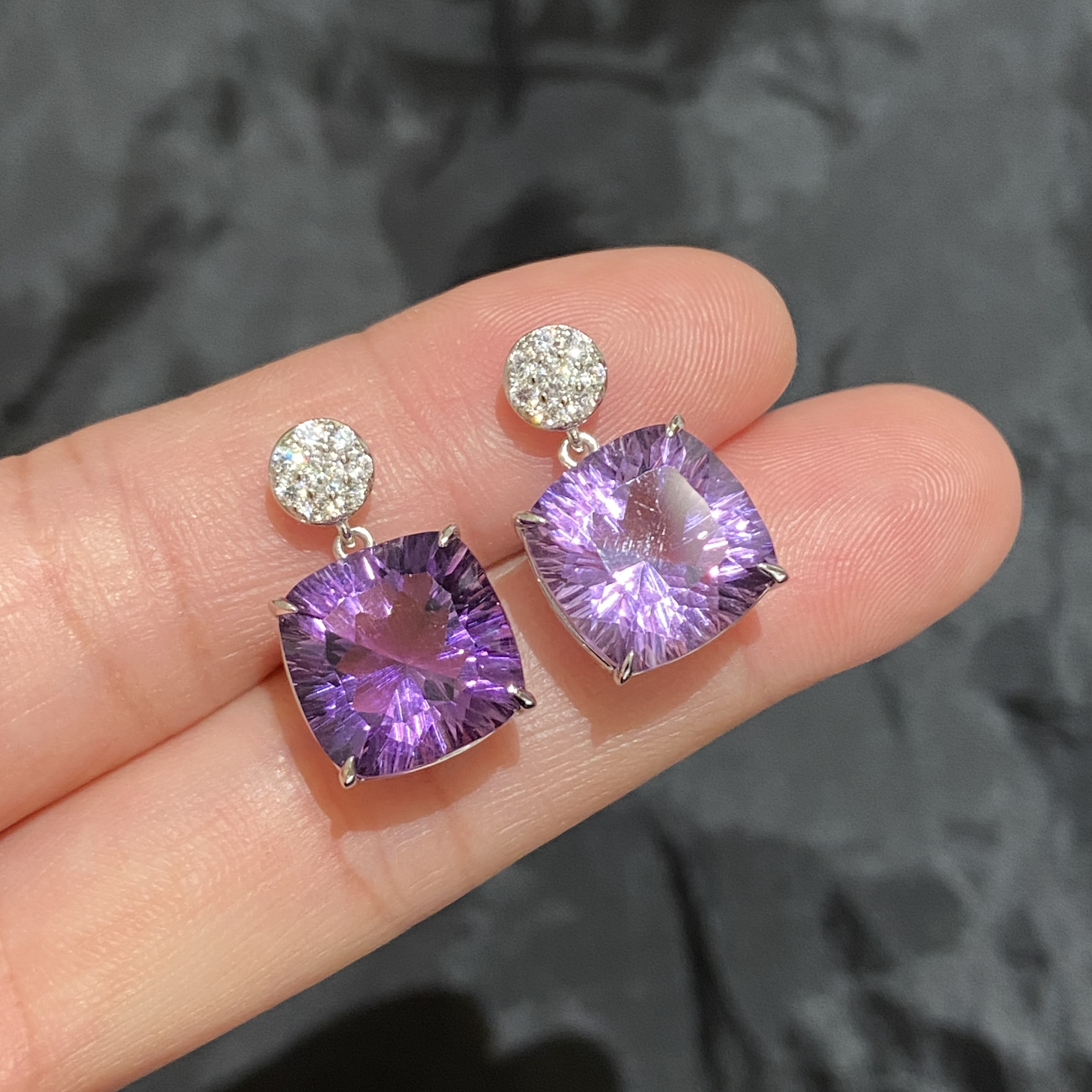 【星浩珠宝】s925银镶紫水晶吊坠2-6T18H319【多样性发一件】配链