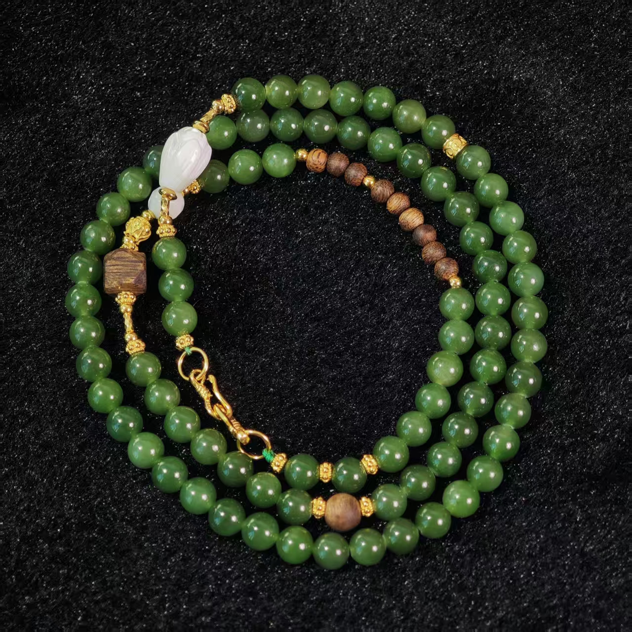  【Y】ZX193411和田玉碧玉公主链diy沉香6mm+