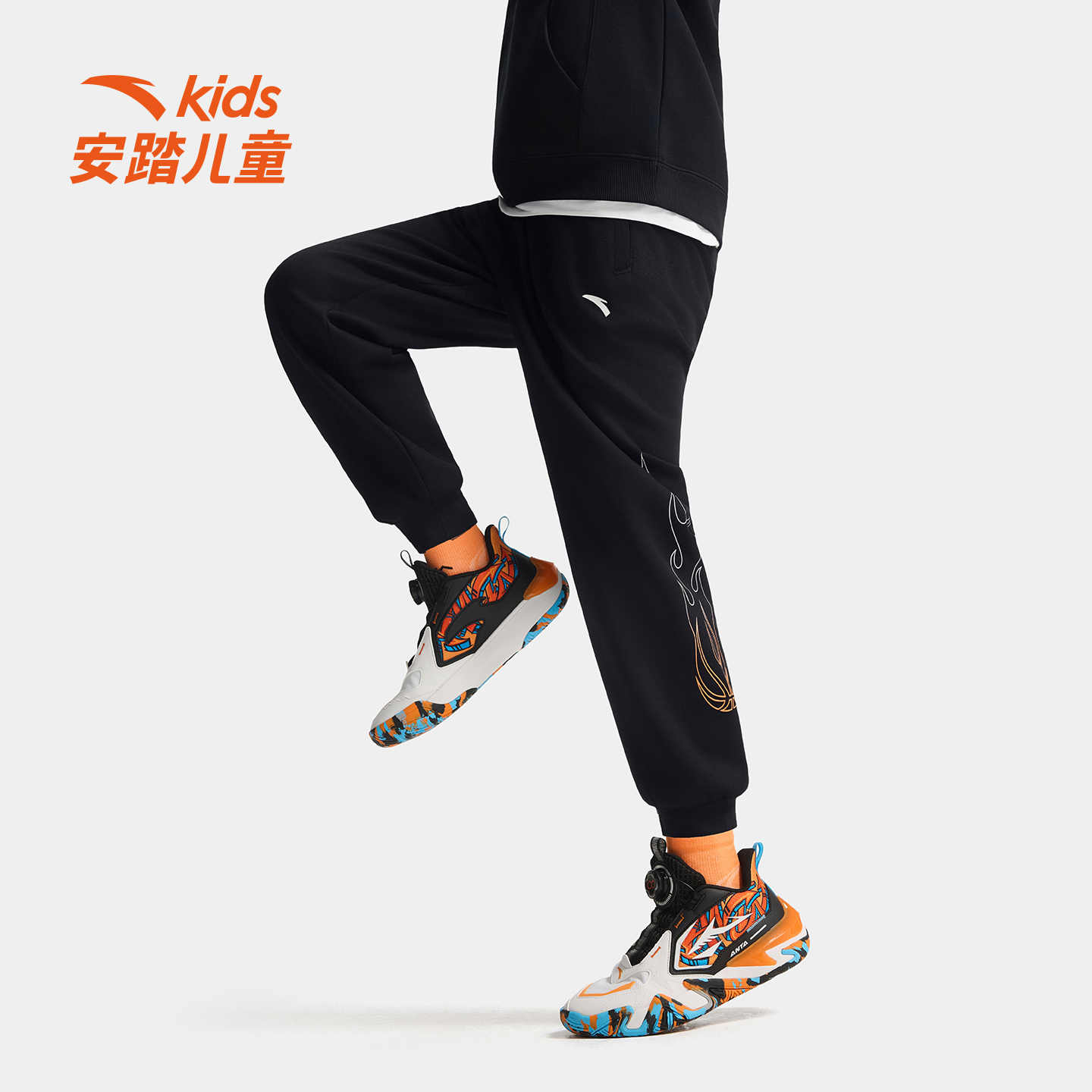 安踏儿童冬季新款男大童星火系列长裤百搭舒适时尚运动裤日常1717