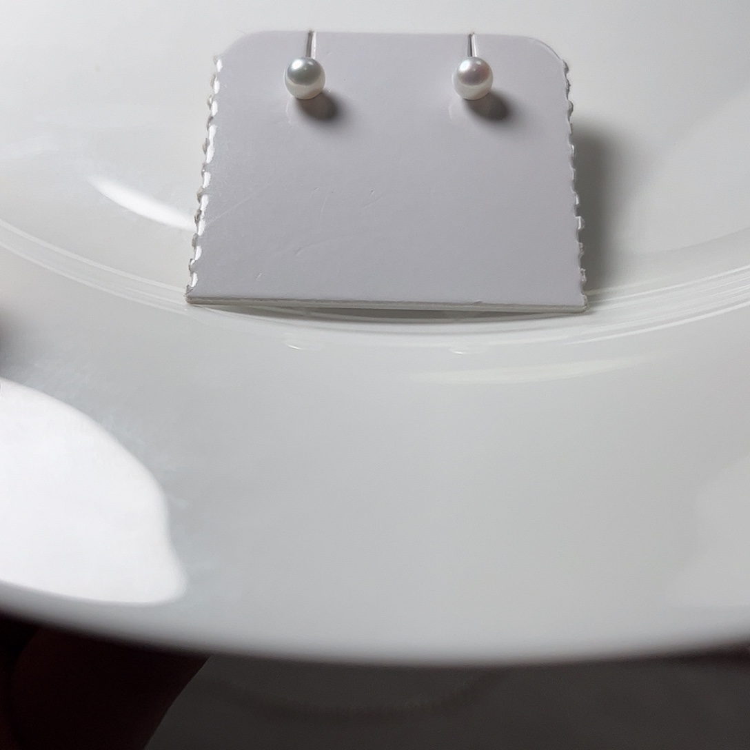 颈饰淡水珍珠未镶嵌4.4镜面极光耳钉