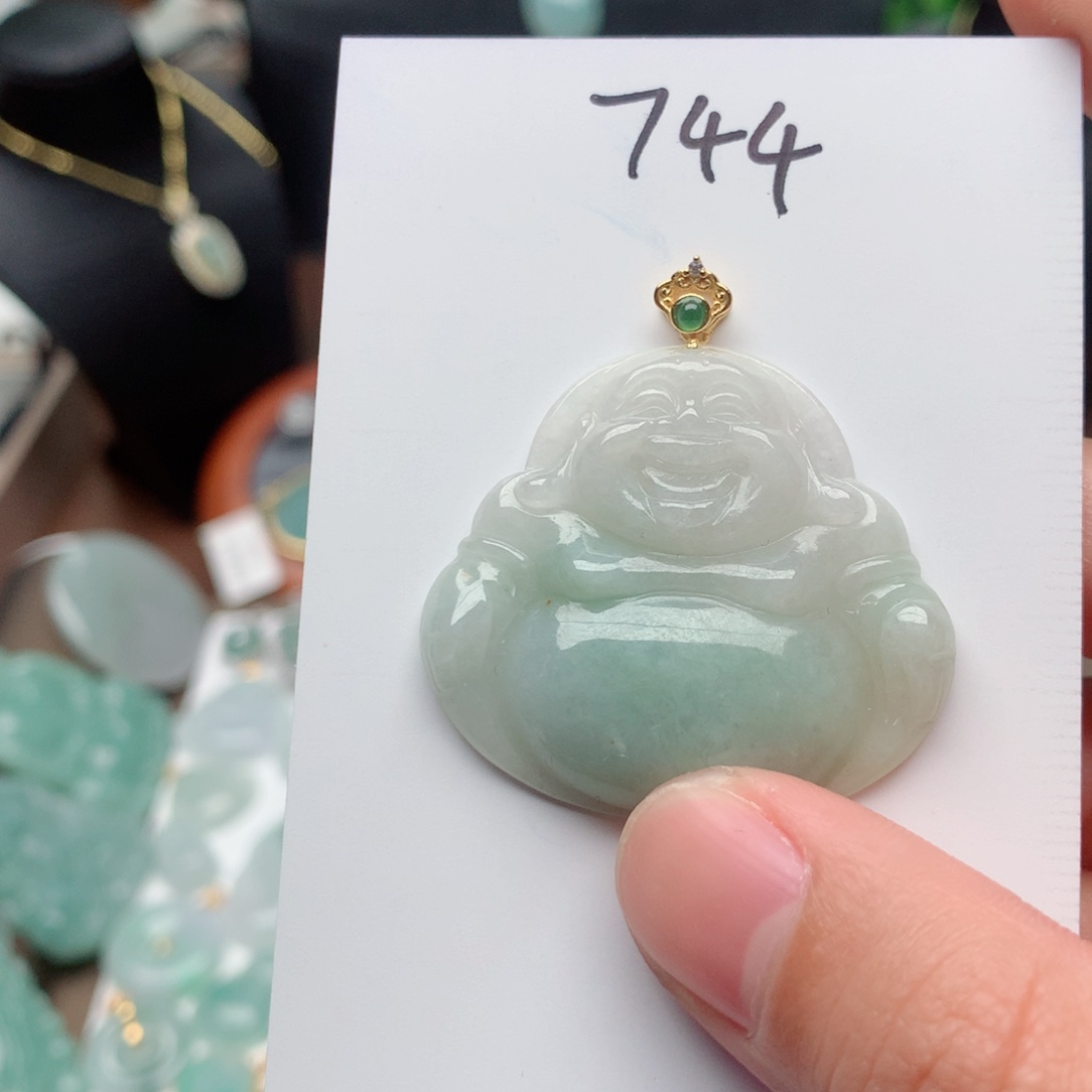 翡翠颈饰银S925镀金镶嵌吊坠