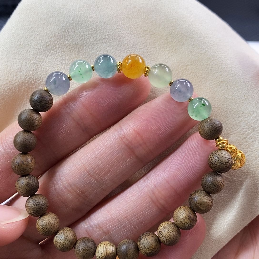 散珠翡翠特色冰彩手串