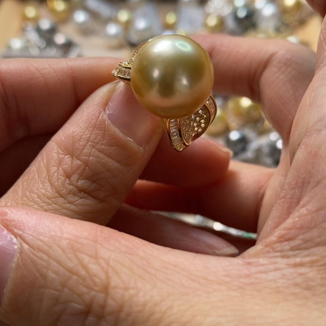 海水珍珠戒圈银S925镶嵌