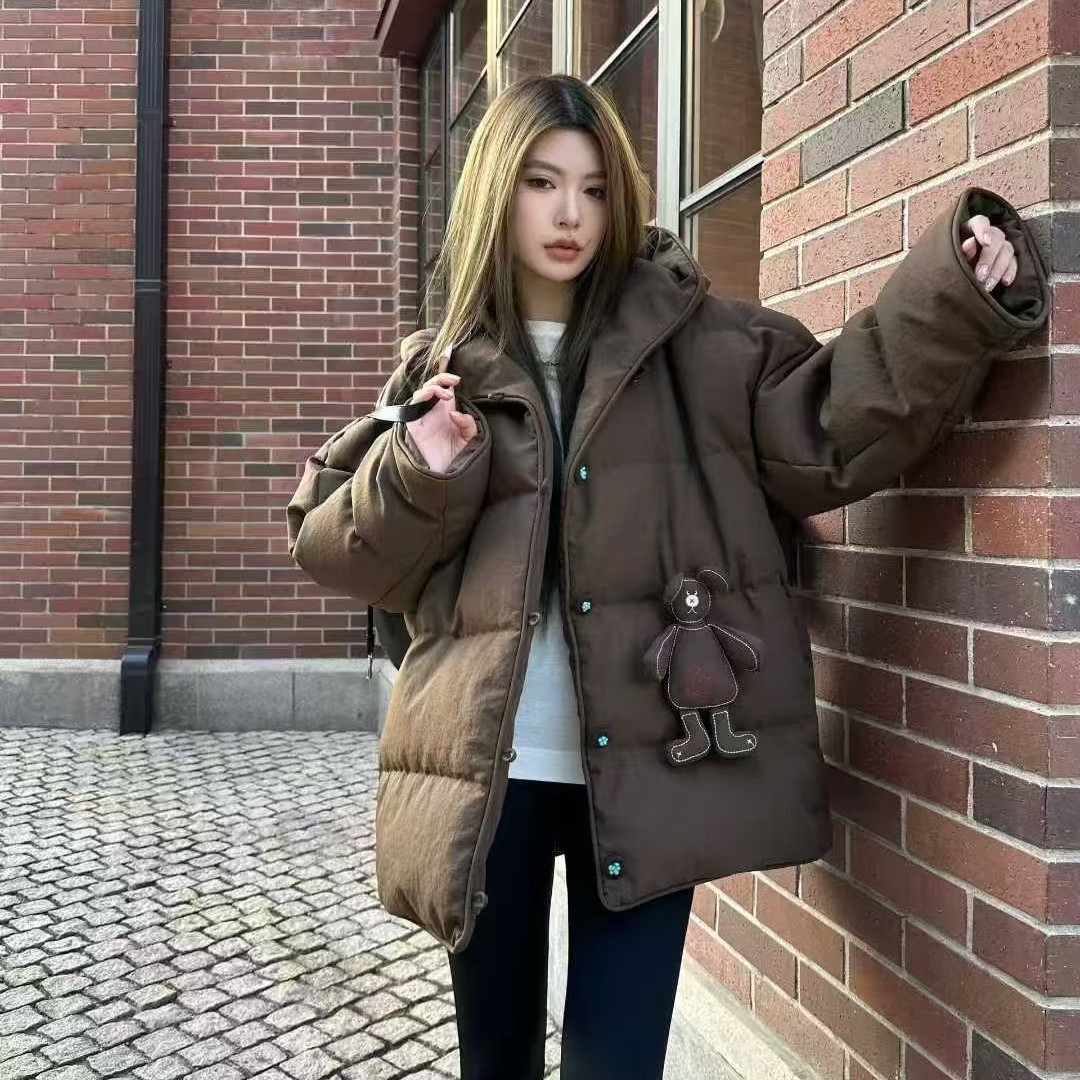 深圳南油2025年欧洲站冬季新款cicicoco正品卡通立体公仔鹅绒服女