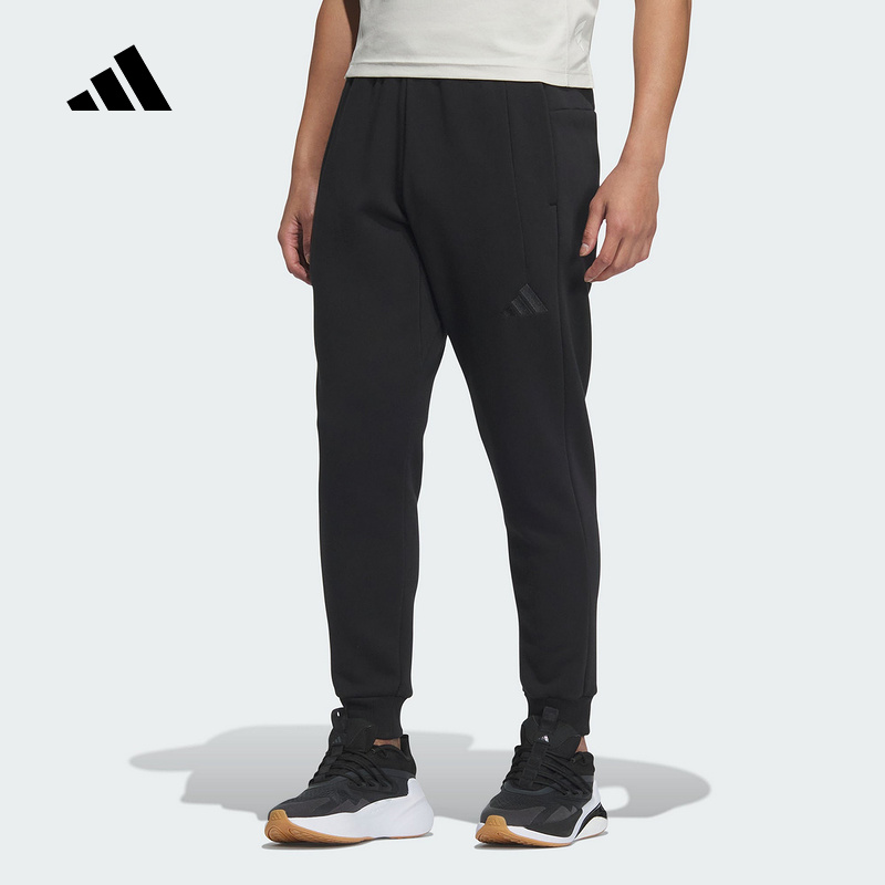 adidas/阿迪达斯冬季新款针织裤束脚锥形运动休闲裤加绒暖感毛绒