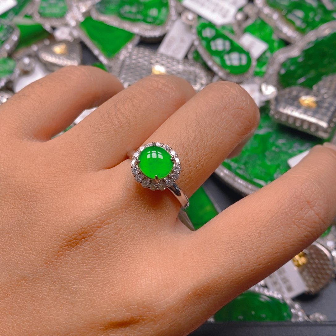 翡翠戒指银S925镶嵌888888888