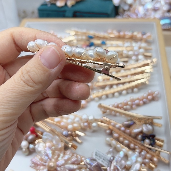 淡水珍珠发饰银S925镶嵌