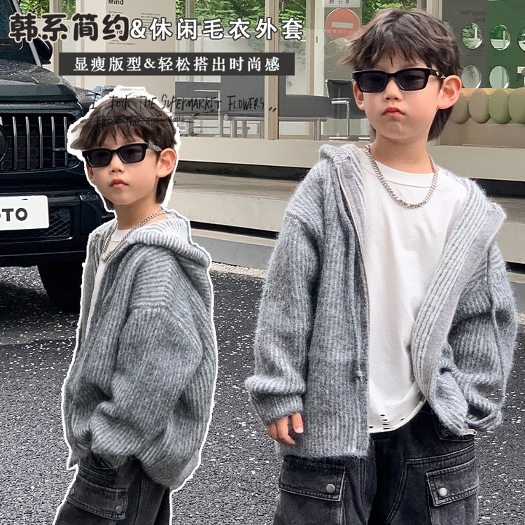 W5058 HY24022中童款拉链开始加厚毛线衣