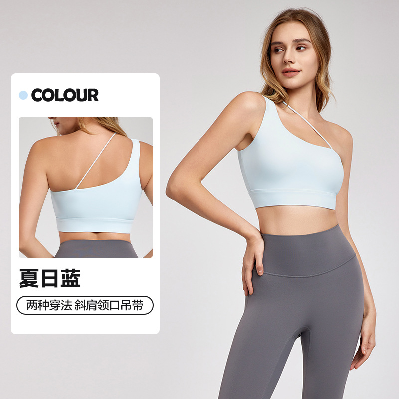 DWC115410  欧美性感美背瑜伽服内衣带胸垫斜肩吊带背心