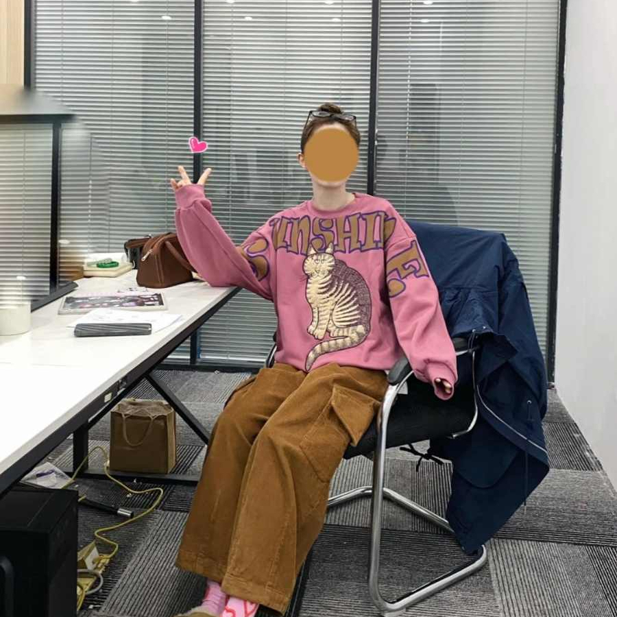 大码胖MM春秋款秋季减龄卫衣休闲春秋印花圆领设计师款潮牌女装