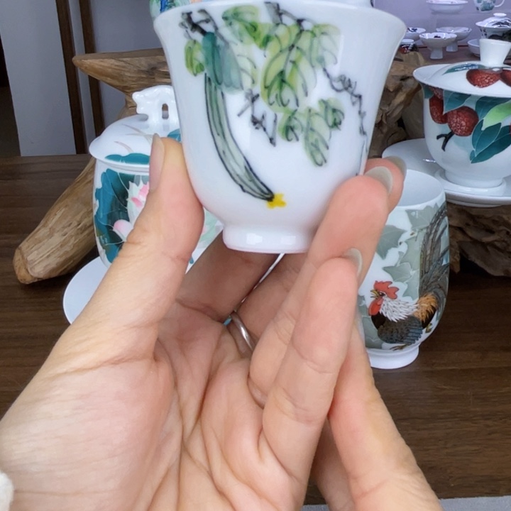 杯主人杯手绘釉下彩