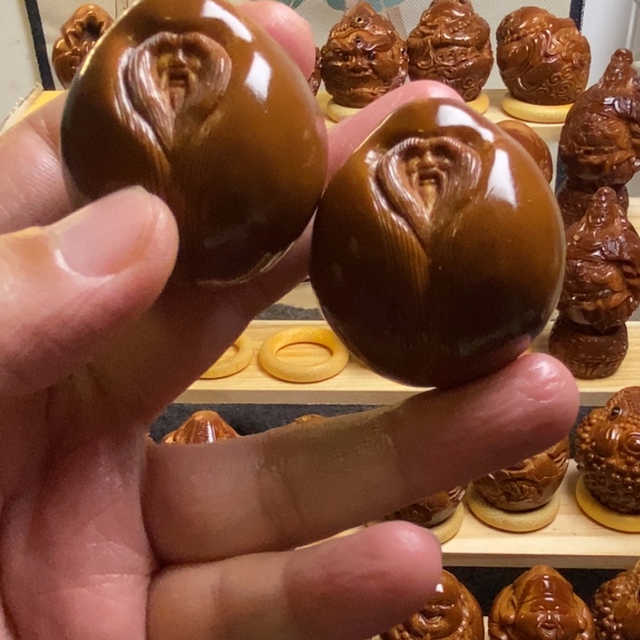 啊***军橄榄核把件巴西进口大橄榄核寿星一对