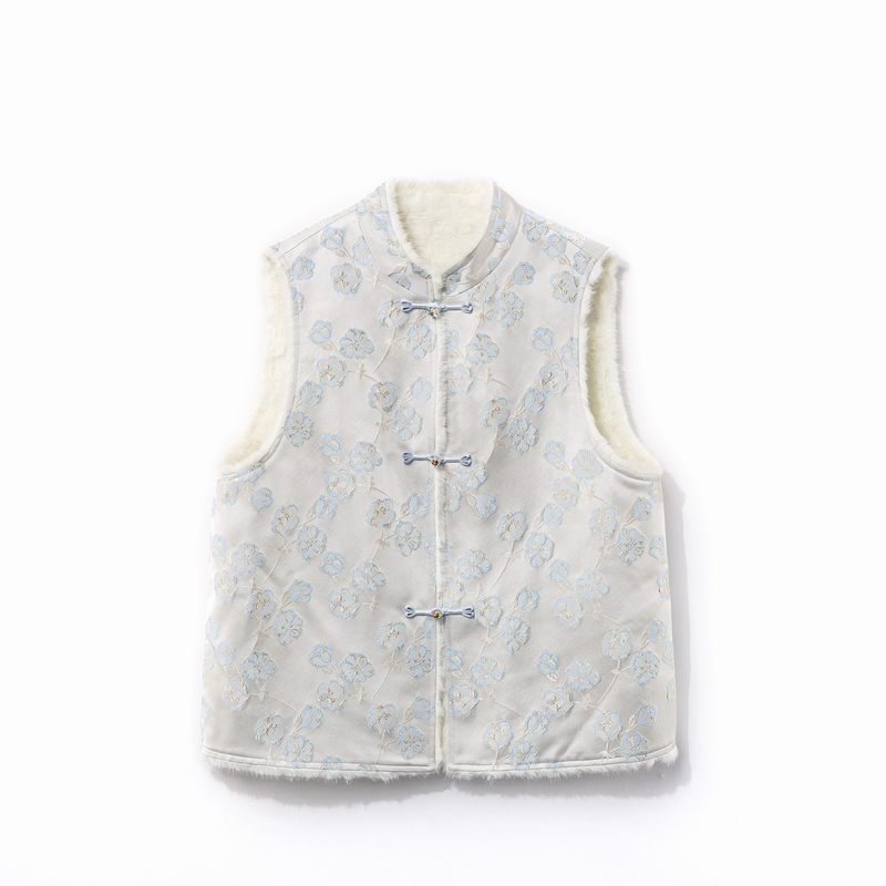 【蓝雨】冬季2025新款马甲女式新中式宽松立领气质显瘦毛毛上衣马夹